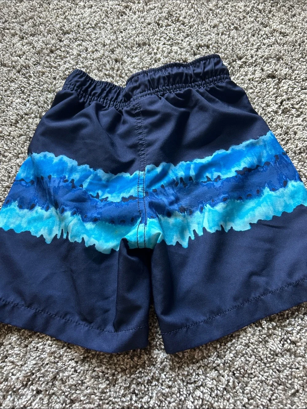 GAP Navy Blue Swim Shorts with Bright Blue Wave Stripe